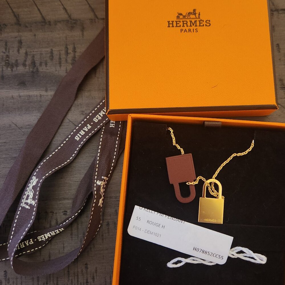 Hermes Gold and Brown Lock Necklace - Picture 2 of 5